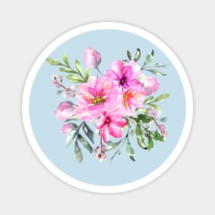 Pink Flower Arrangement Watercolor Art Magnet